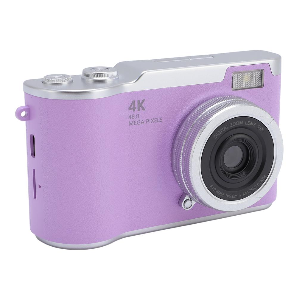 Digital Camera 4K 48MP 18x Zoom Auto   2.4 Inch Screen Built in Fill Light Compact Students Camera for Daily Travel