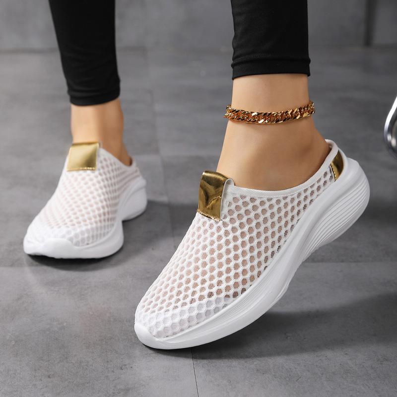 

Один педаль ленивый мешок голова полутапочки женские носить сетка женские ходить прохладные тапочки большой размер удобные спортивные половинки 42