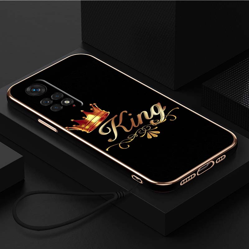 

Роскошный чехол для телефона из ТПУ с ремешком для Xiaomi Poco F1 F3 F4 F5 M3 M4 M5 X3 X4 X5 PRO 11 Lite 11T 12T 13T, чехлы A30 King Queen, чехол для пар Xiaomi Poco X2