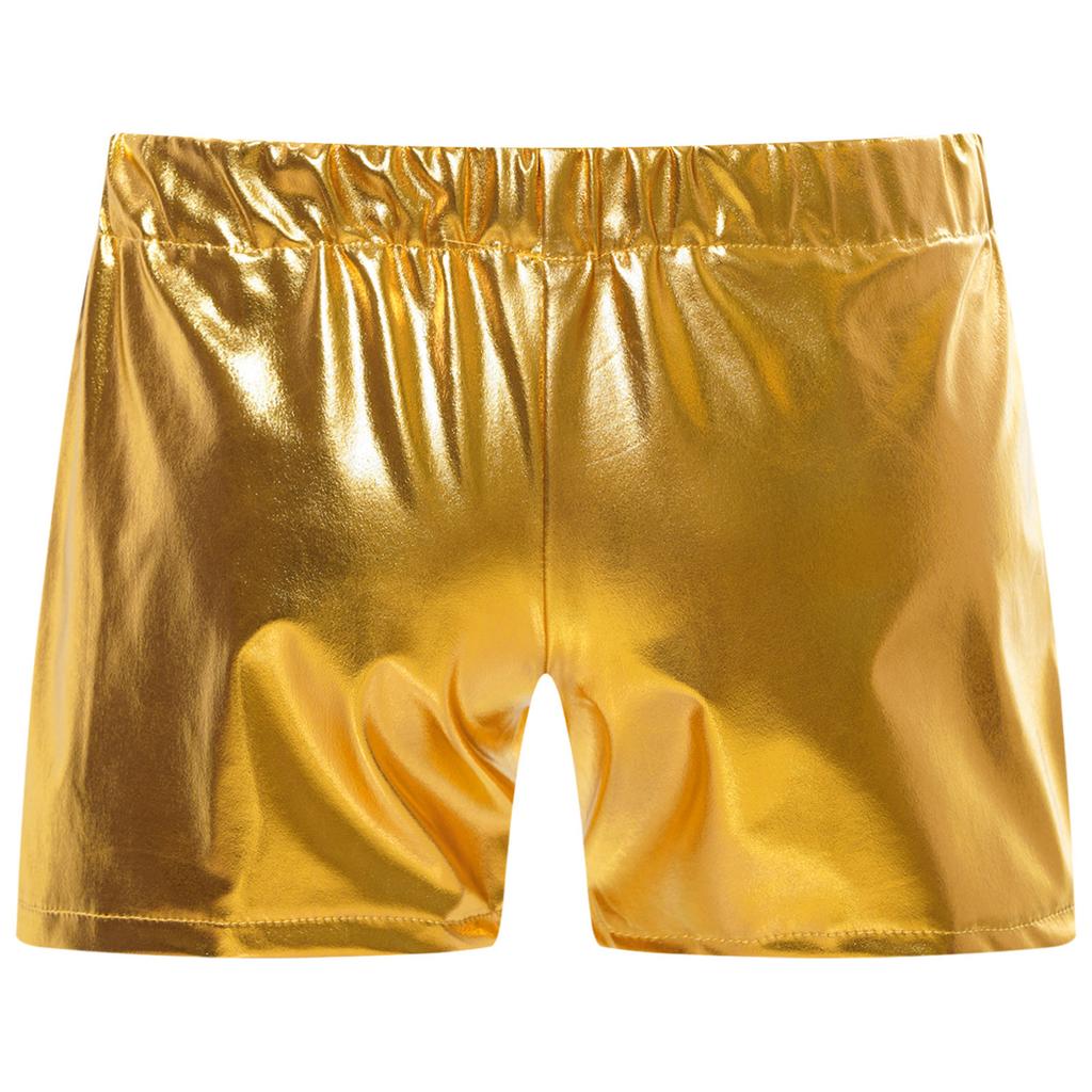 Pantaloncini da Ballo Metallici per Ragazze Vita Elastica Design Scintillante Costume di Scena Fondo