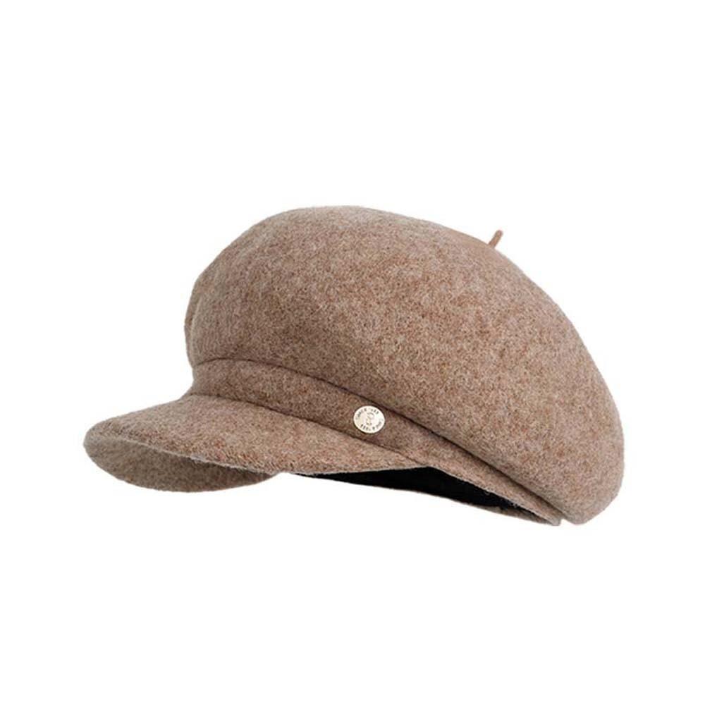 

Vintage Solid Color Wool Beret Cap Dome Knitted Female Painter Cap Big Head Circumference Acrylic Fibers Women Artist Hat Winter