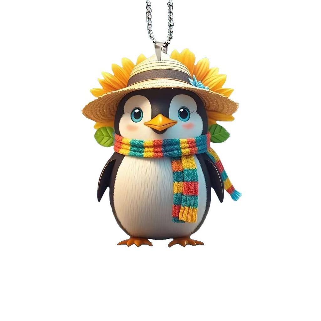 Hat Scarf Cute Penguin Cartoon Pattern Pendant Car Accessories Decoration