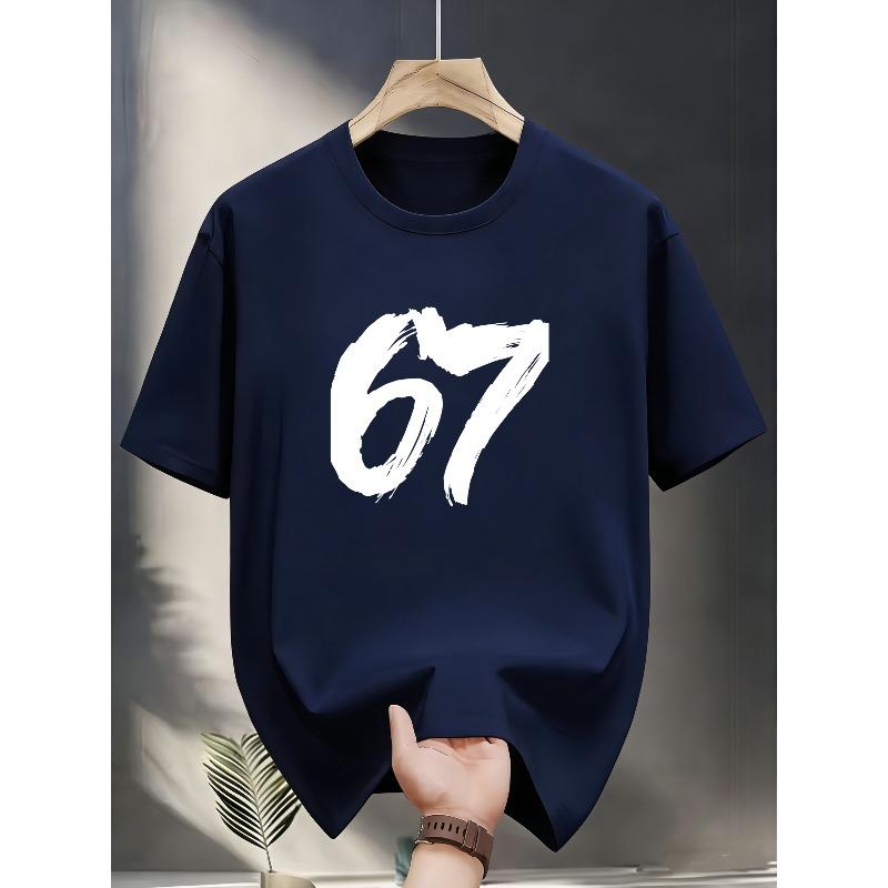Men's Size 67 Round-neck T-shirt - Fashionable and Versatile Suitable for Daily Wear