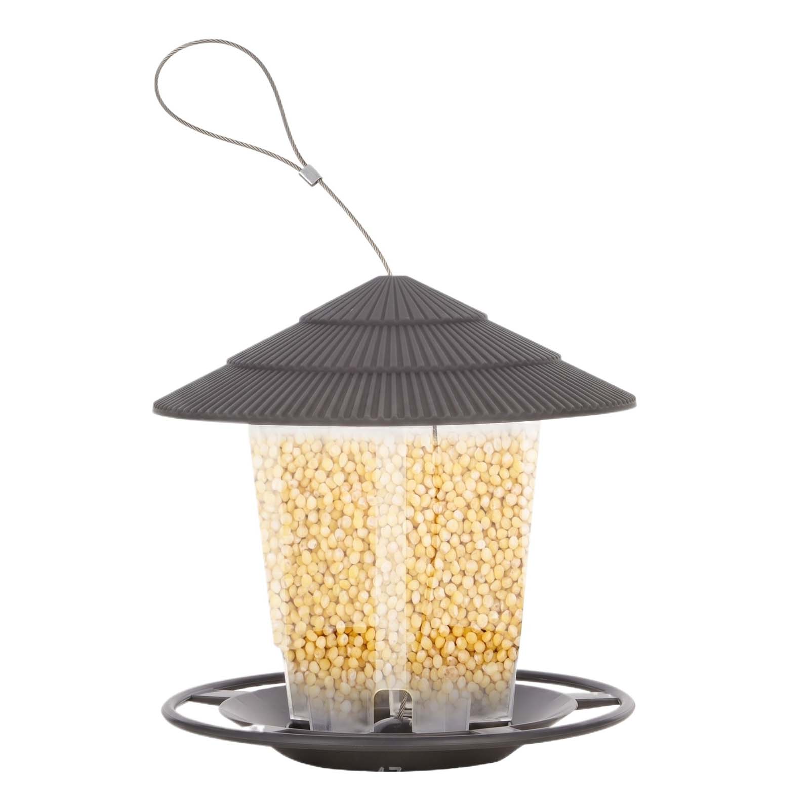 

Outdoor Hanging Bird Feeder with Roof Cover Durable Seed Storage Tube and Perch Ring Suitable for Garden Patio Backyard Wildlife Feeding one size