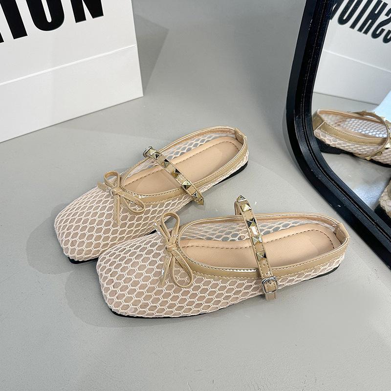 

Нишевые дизайнерские заклепки с полым носком, летние женские полушлепанцы, дышащие туфли-сетка для рыбалки 40