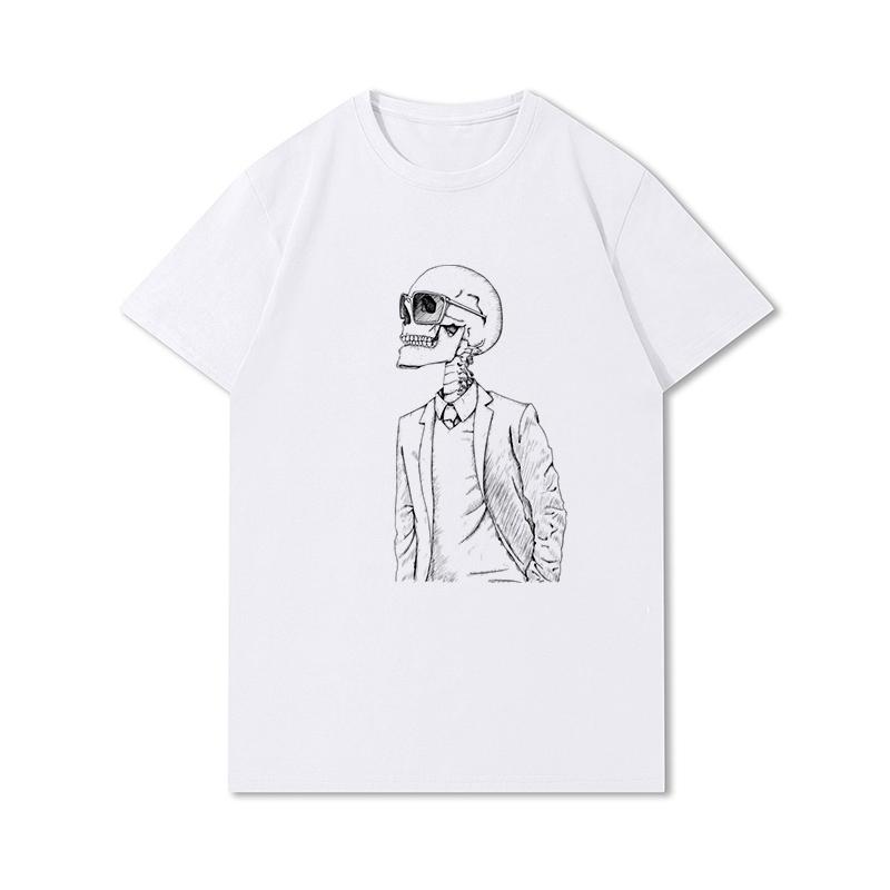 S-3XL 100 mønstre Sommerhvite T-skjorter for kvinner Trykt Uformelle korte ermer Topper O-hals T-skjorter