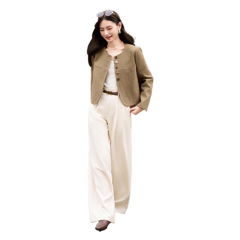 Xiangying Women s Old Money Style Wool Blend Short Coat XL