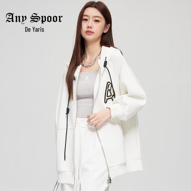 

ANY SPOOR Women s 2025 Spring Mid-length Hooded Cardigan Sweatshirt L