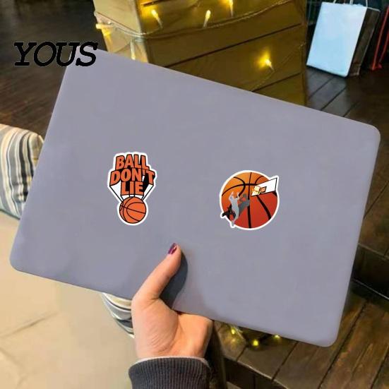 Trendy Sports Gifts 50Pcs Basketball Graffiti Stickers, Cool Cartoon Sport Themed Stationery Storage Box Decor Waterproof Decals for Skateboard,