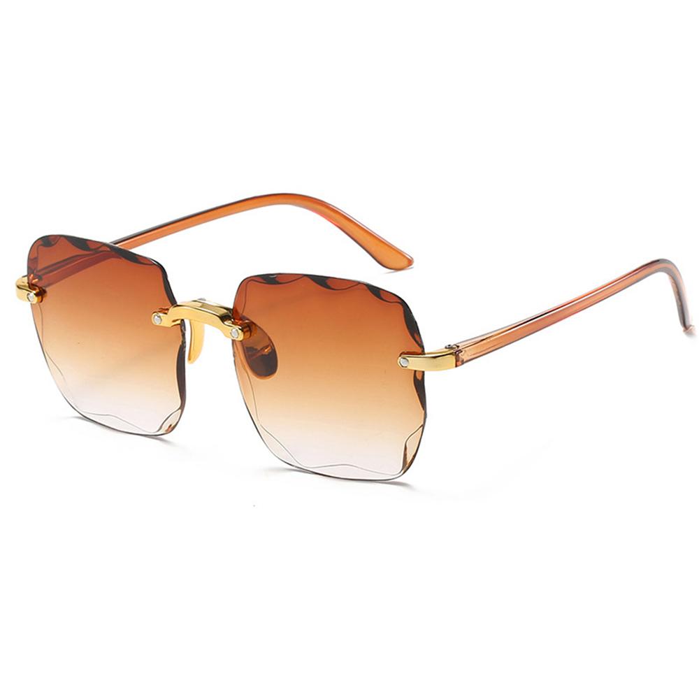 Square Rimless Sunglasses Women Tinted Frameless Eyewear Vintage Transparent Gradient Sun Glasses Uv400 Protection Summer Shades
