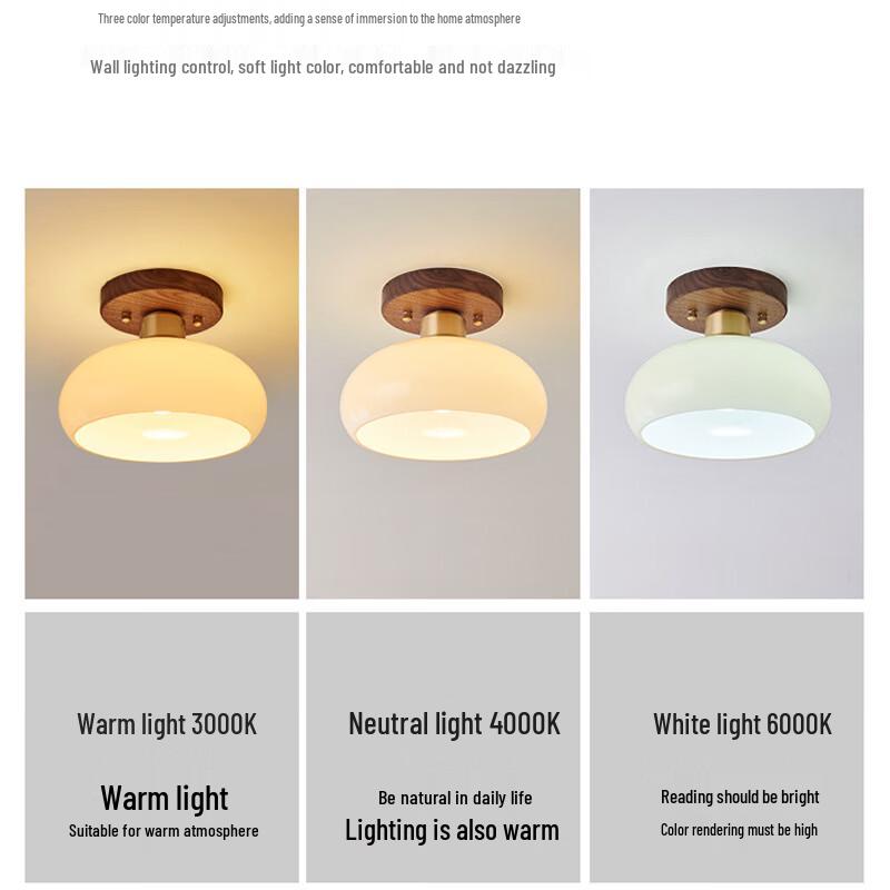 Mengpao Light Luxury Walnut Brass Chinese Corridor Ceiling Light