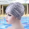 Geometric Print Shrinkable Trim Comfortable Unisex Swimming Hat Adult Ear Protection Swimming Pool Hat Swimming Accessories