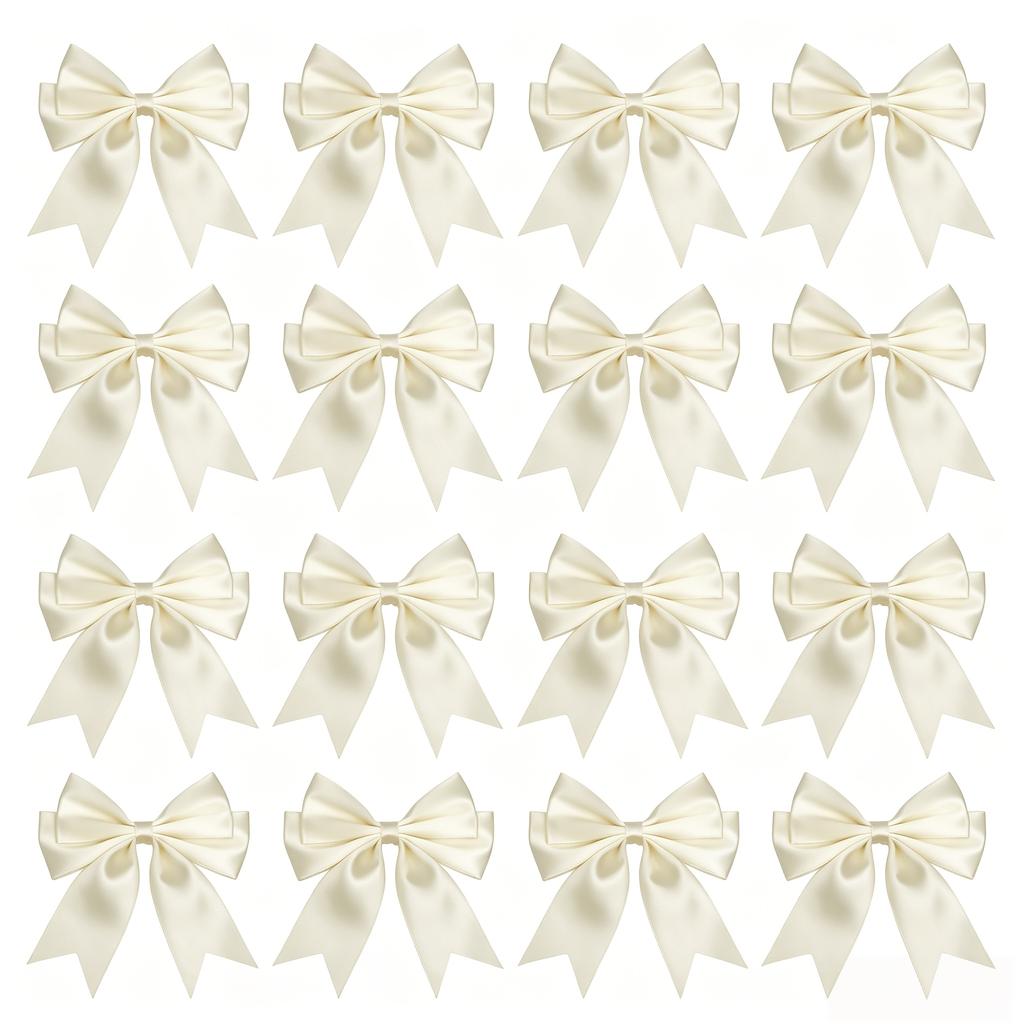 16pcs Satin Bow Christmas Tree Ornaments, Exquisite Finished Bows, Suitable for Christmas Decor, Gift Boxes, Bouquet Wrapping