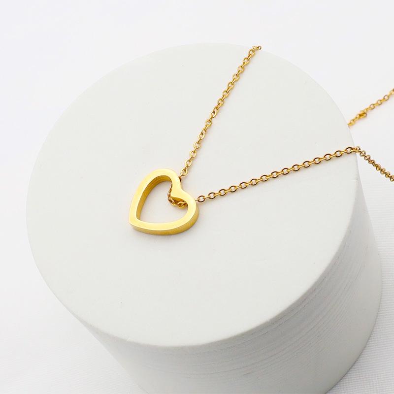 18k Vergoldete Edelstahl-Herzkette für Damen - Nicht verblassende Sommer-Stil Schlüsselbeinkette