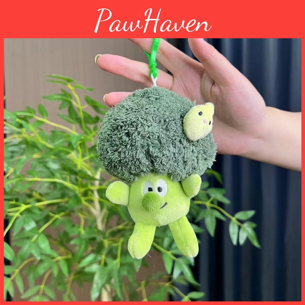 Broccoli Charming Green Plush Keyring With Colorful Chick Design For Kids