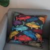 2D Buntes Fischmuster Digitaldruck Kissenbezug Muster Kissenbezug Geeignet für Sofa Schlafzimmer Auto Kissenbezug