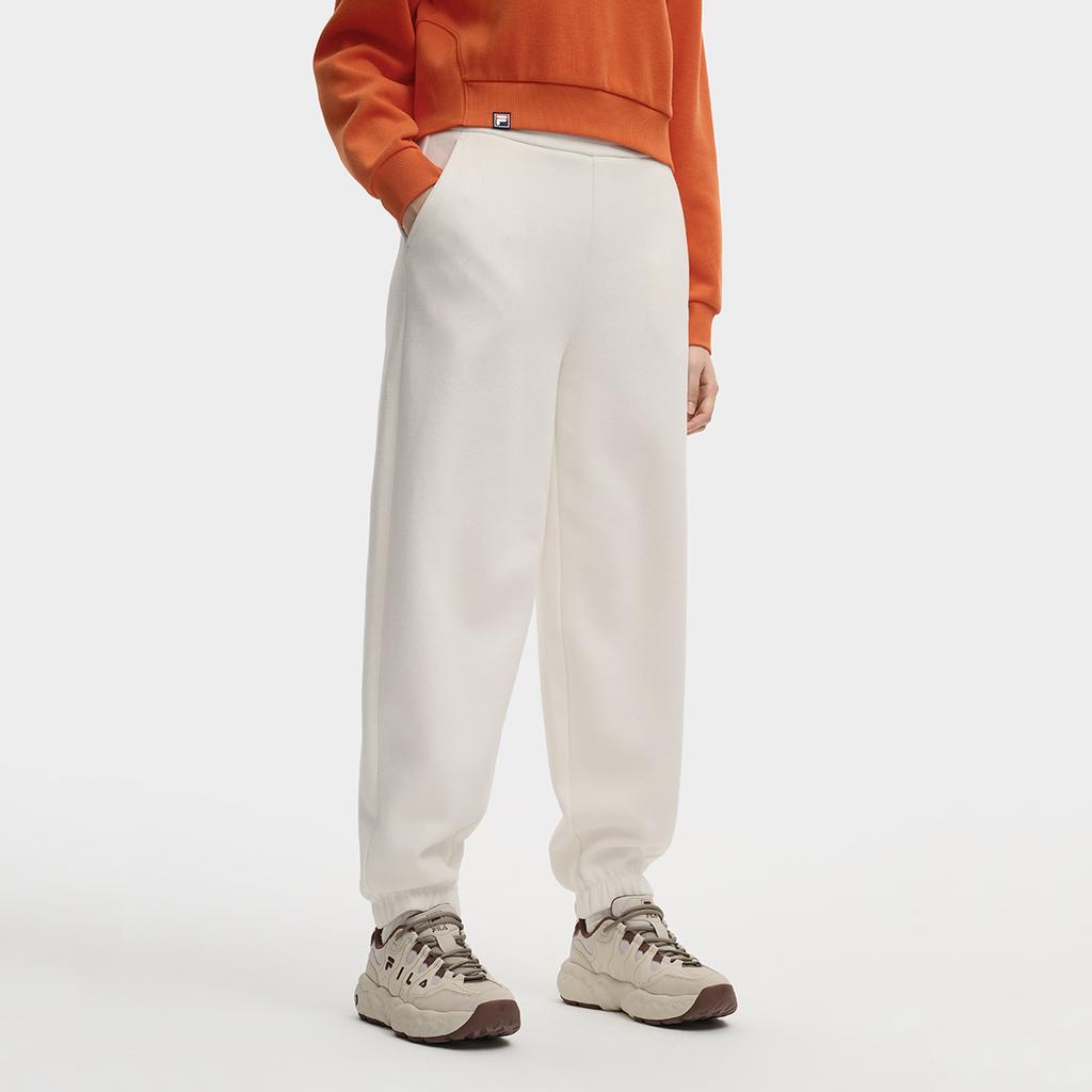 FILA Original Classic Minimalist Comfortable Skin-Friendly Pocketed Cuffed Casual Pants Women pants Cloud-Mushroom-White F11W549607FWT