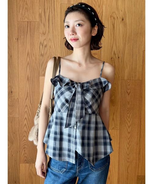 Check shirt peplum bustier LWFT255119NVYF