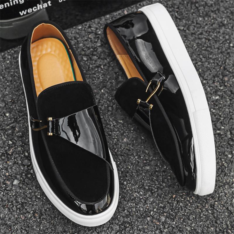 Gentleman Monk Strap Loafers Fashion Men's Suede Patent Leather Platform Shoes Male Walking Sneakers Footwears Zapatos Hombre