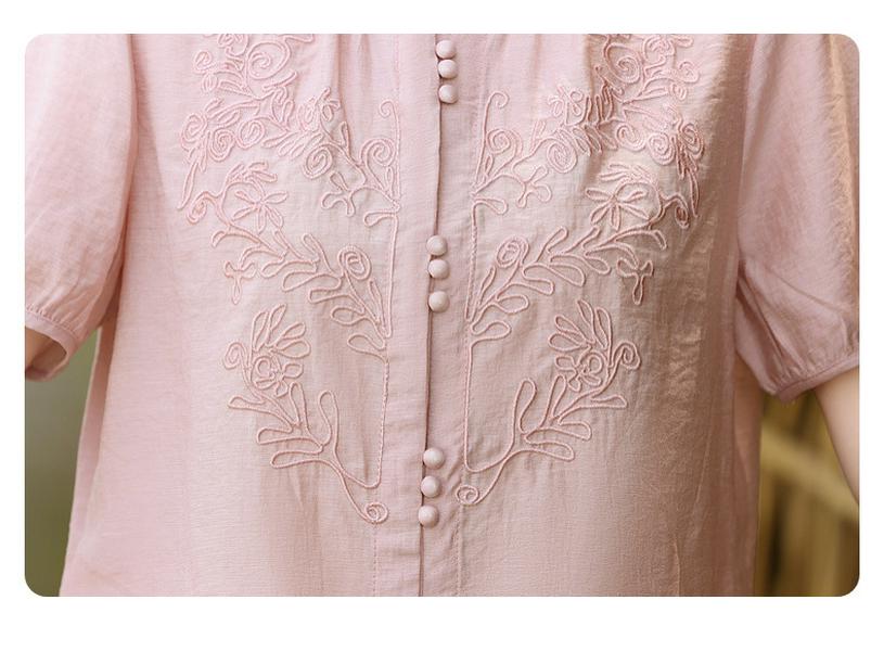 Mom's 2025 Summer Wear: New Chinese Style Blouse & Two-Piece Set for Middle-Aged and Elderly Women – Fashionable and Versatile T-Shirt.