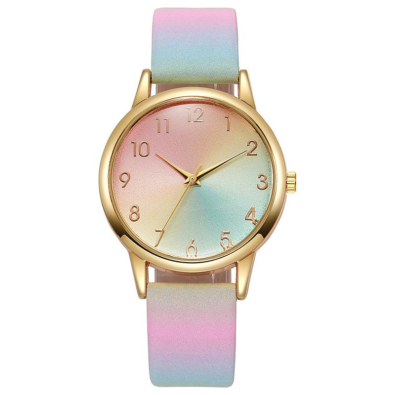 

Модные женские часы Радуга Кожаный ремешок Наручные часы Повседневные женские часы Женские кварцевые часы Relogio Feminino Montre Femme