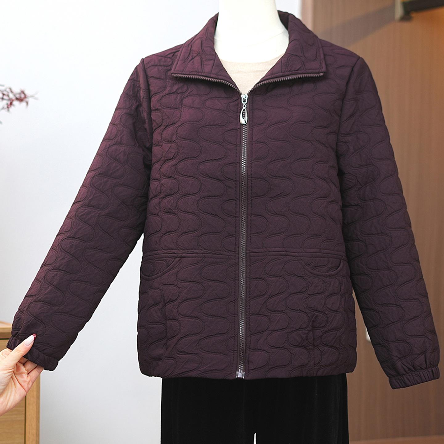 

Spring 2026 Stylish Short Zipper Jacket for Middle-aged and Elderly Women 3XL (130-145 jin)