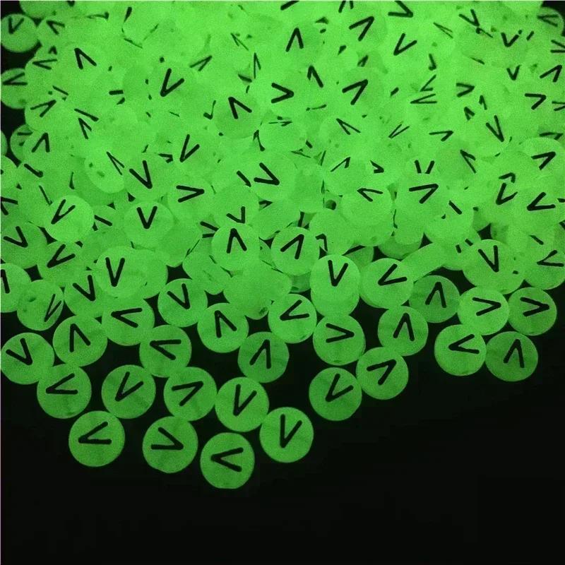 100-500PCS Acrylic Luminous A-Z 26Letter Beads Loose Spacer Alphabet Beads For Jewelry Making DIY Charms Bracelet Necklace