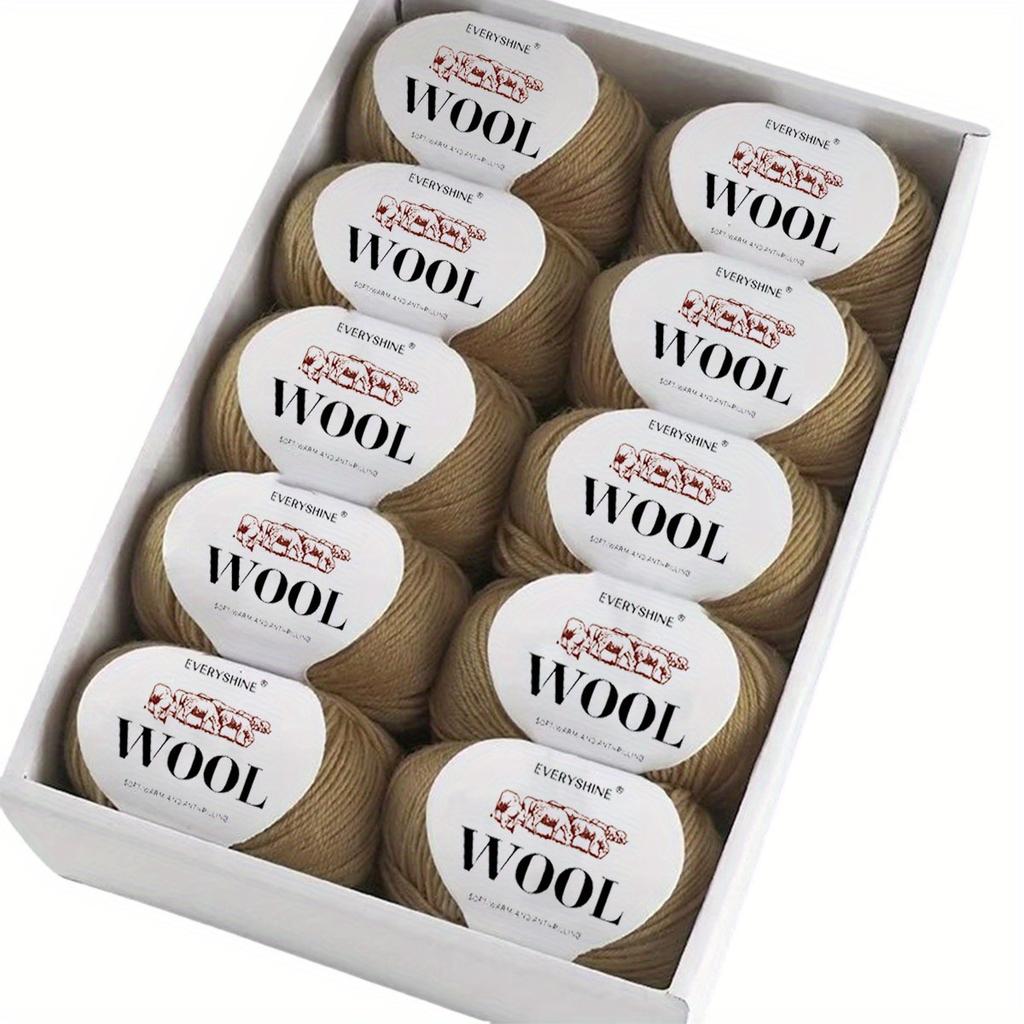 10-Pack Wool Blend Yarn Medium-Fine 80% Wool 20% Polyester Multi-Color Assortment for Knitting & Crochet Soft & Warm 500g Total