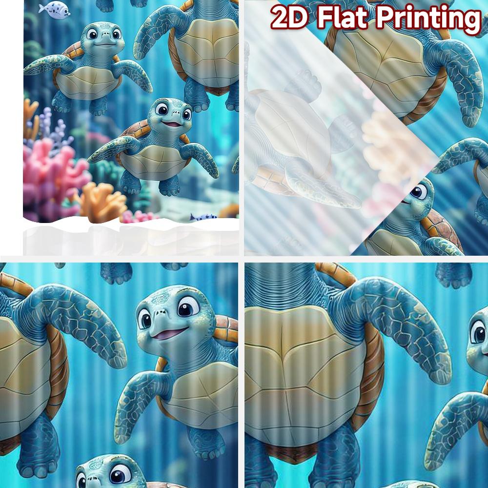 2D flat Photography Backdrop Party Backdrop Cute Coon Sea Turtles 100% Polyester Festive Wall Decor Use for Holiday