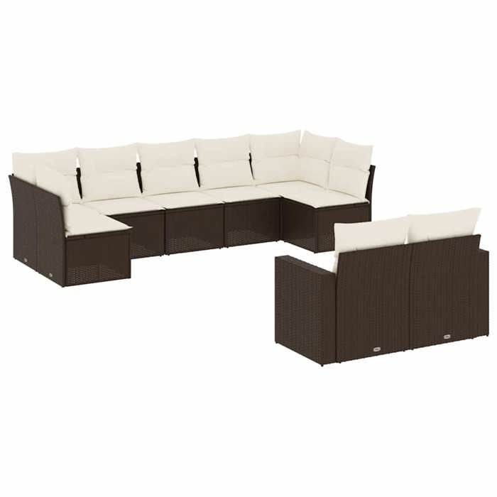 VidaXL Garden Lounge Set with Cushions 9 Pcs, Patio Sofas, Furniture Set, Outdoor Terrace Furniture, Brown 3219413