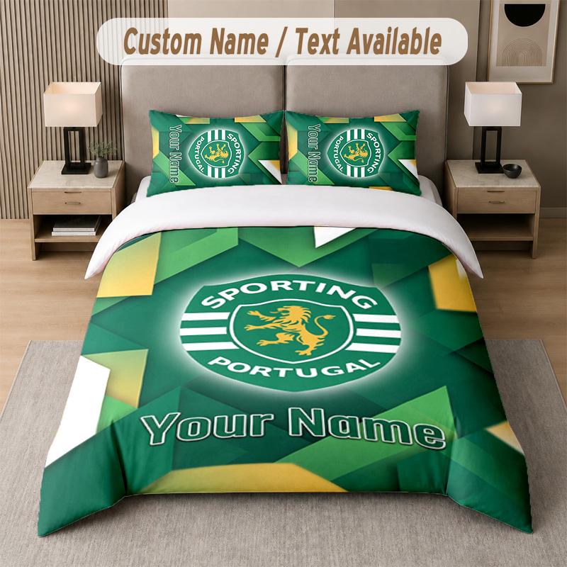 Sporting CP Design Bedding Set Custom Text 1 Duvet Cover & 2 Pillow Cases