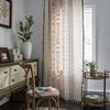 Tribal Style Bohemian Cream Cotton Linen Printing Sunshade Free Perforated Living Room Bedroom Kitchen Window Curtain Cloth