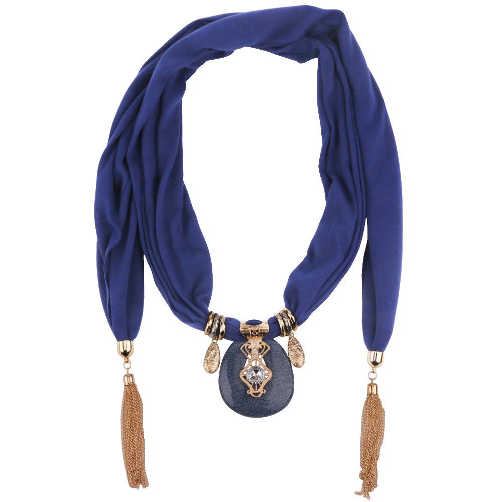 Chiffon Tassel Pendant Scarf Jewelry - Women's Mixed Color Necklace Shawl