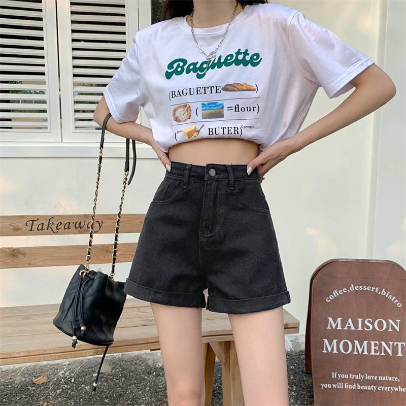 

Women s High Waist Black Denim Shorts - Summer 2022, Slimming, Plus Size, Fashion Rolled Hem, Casual Hot Pants 2XL темно-серого