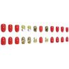 24Pieces Orange Glittering Press On Nail Tips Winter Leaf Short Look European Manicure Art Artificial Fingernails Set