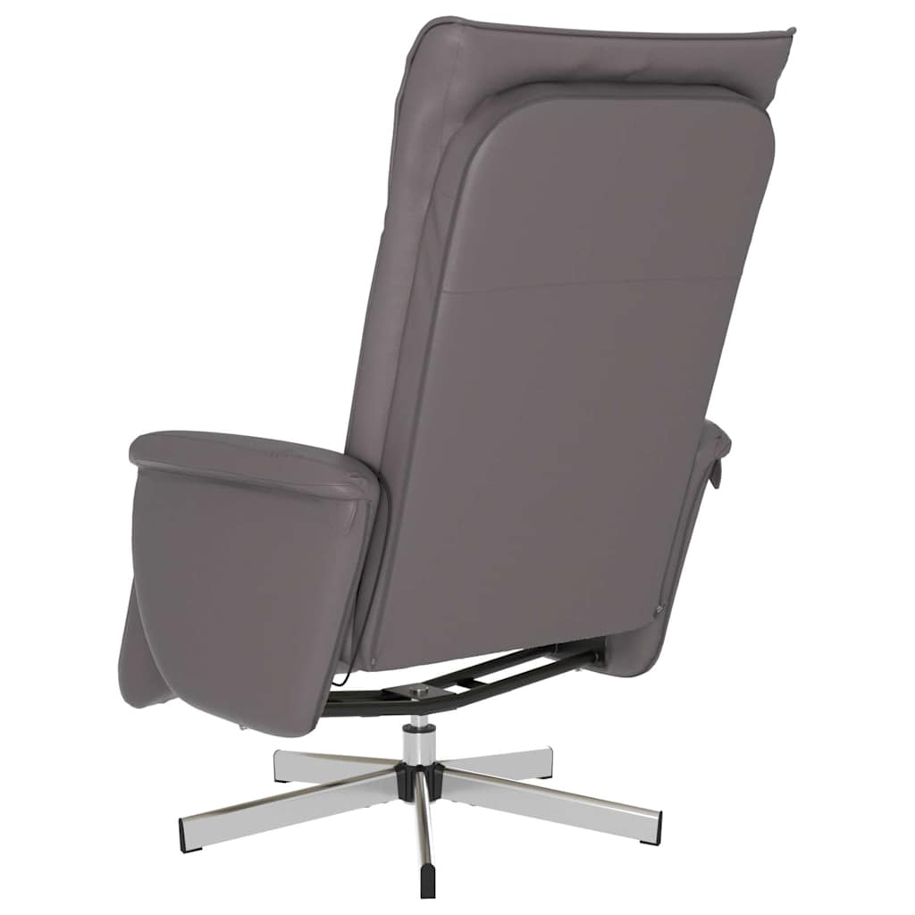 Vidaxl Reclining Massage Chair with Footrest, Grey, Faux Leather