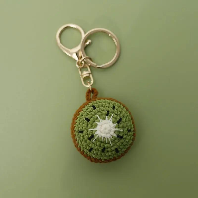 Cute Fruit Series Crochet Keychain Handmaking Knitted Fruit Keyrings For Bag Pendant Keychain Custom Accessories