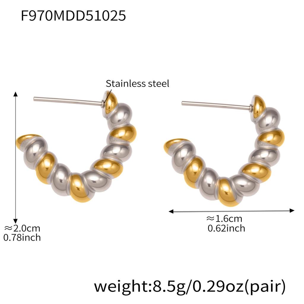 Qiong Yao French-Style C-Shaped Cable Knit Hoop Earrings - Versatile European and American INS Style Ear Jewelry for Women.