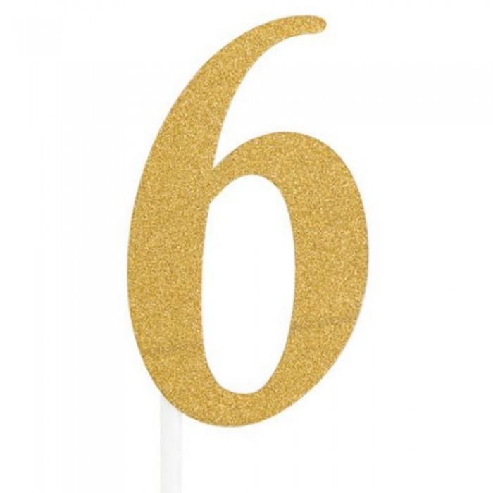 Creative Party Number 6 Glitter Cake Topper