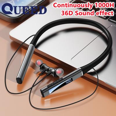 Neues Produkt In-Ear Liquid Crystal Number zeigte kabelloses Bluetooth-Headset mit langer Akkulaufzeit und hängendem Hals, Sport-Headset