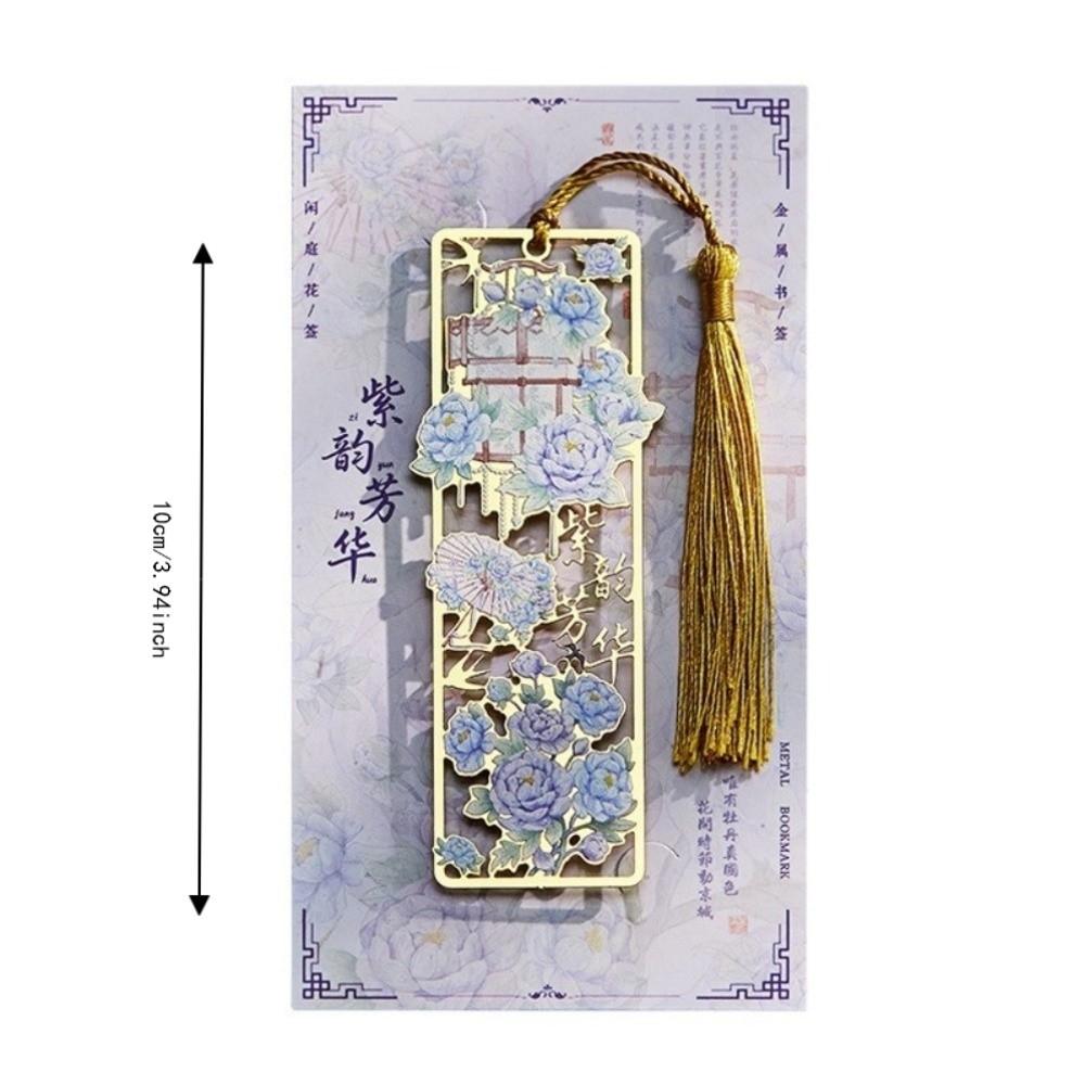Bronzing Hollow Bookmark With Tassel Floral Bookmark Exquisite Design Metal Bookmark Book Club