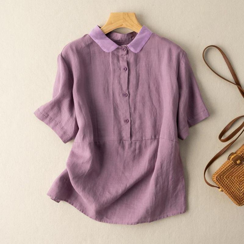 Shirt for Women Summer Oversize Cotton Loose Blouse Casual Long Sleeve Pullover Soft Loose Shirt Top