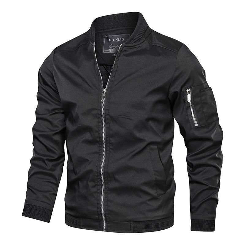 Spring and Autumn Thin Men's Baseball Collar Solid Color Jacket Casual Air Force One Jacket Men's