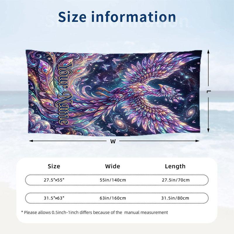 Dragon Phoenix Theme Beach Towel Personalized Custom Name & Text Soft Quick Dry Beach Towel for Swimming Travel