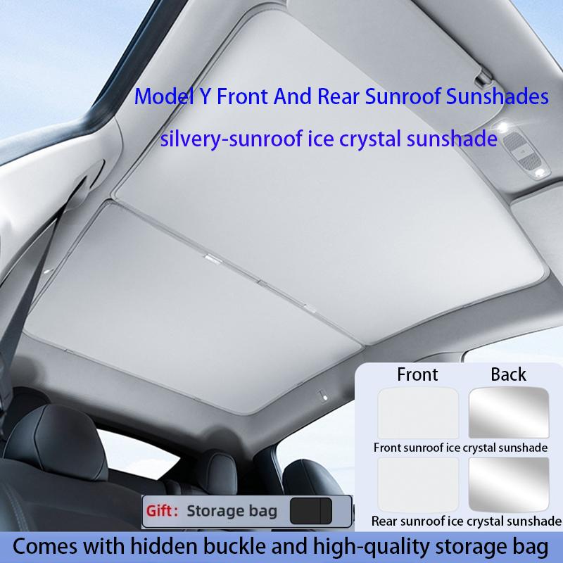 Sun Shades For Tesla Model 3+ Highland 2024 Y 2021-2023 Ice Cloth Buckle Sun Pare Glass Front Rear Sunroof Skylight Accessory