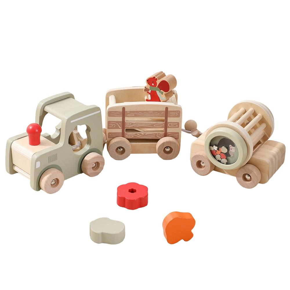 Montessori Houten Trein Speelgoed met Cijfers voor Peuters Educatief Trekspeelgoed met 12345 Blokken Fijne Motoriek Leren Kinder Cadeau