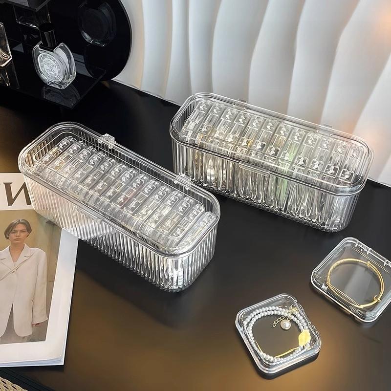 Acrylic Jewelry Storage Box With Transparent Flip Cover For Travel And Gift Use