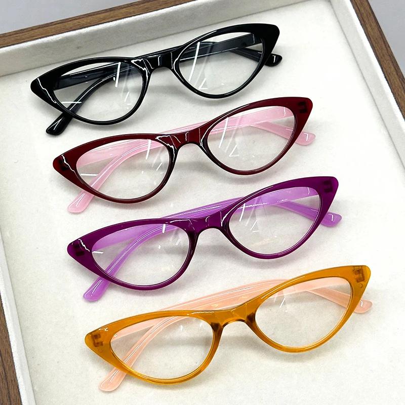 Luxury Trendy Round Cat Eye Presbyopia Glasses Women'S Fashion Street Shooting Trend Hundred Glasses Anti-Blue Light Eyewear