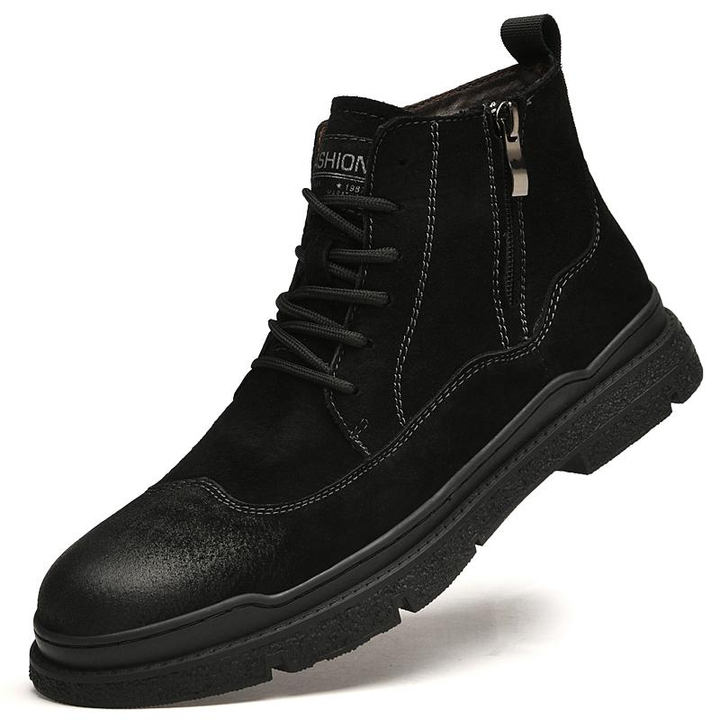 

Модные ботильоны, теплые зимние ковбойские кожаные мужские ботинки, удобная обувь с высоким верхом, нескользящая, удобная для ношения на открытом воздухе, ботинки с боковой молнией 44 чёрный