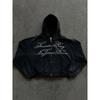 STREETRICH Y2K Gothic Unisex Hoodie Casual Chic Fashion Loose Fit Letter Print Basic Cardigan Sweatshirt Rock Punk Hip Hop Retro Streetwear